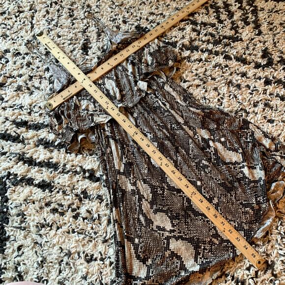 H&M Snakeskin Print Flounce Dress Tiered Layered Jersey Knit S Small Sleeveless - Picture 9 of 9